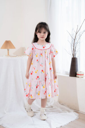 ĐẦM THÔ CAM HỒNG BABY HANAKIDS H250070 - CÔNG CHÚA NHÍ ĐÁNG YÊU